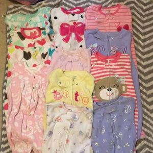 Bundle of 11 Carter’s 12 month fleece sleepers.